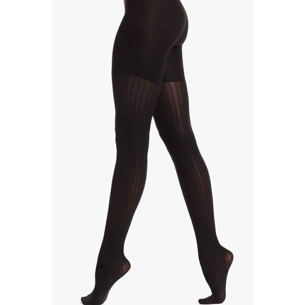 Spanx Star Power Black Ribbed Tights Center Stage Size E - Picture 3 of 8